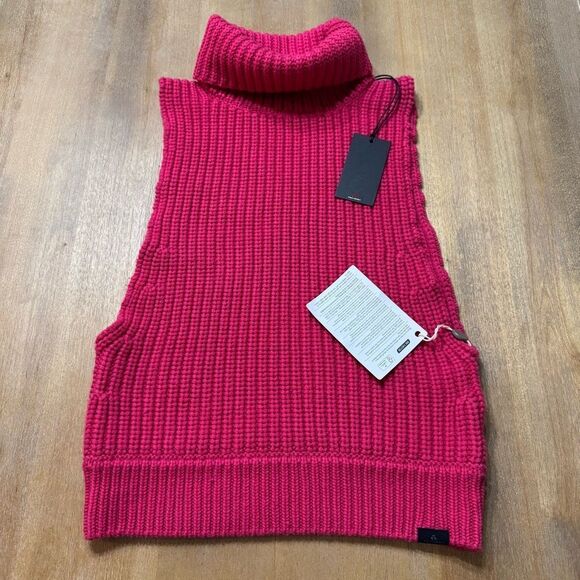 Peuterey‎ Wool Sleeveless Turtleneck Sweater Fisherman Knit Medium Fuchsia Pink - Picture 1 of 16